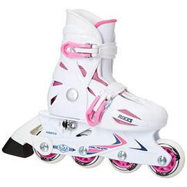 Roces 400687 Model Orlando III Kids Inline Skate, US 9-12jr, White/Pink