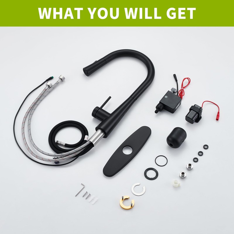 Tohlar Black Touchless Kitchen Faucet with Pull Down Sprayer, Stainless