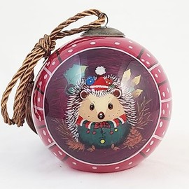 Hedgehog Red – Hand-Painted Glass Artwork, Artisan Collectible from LiBien, Perfect for Spring & Easter Decor
