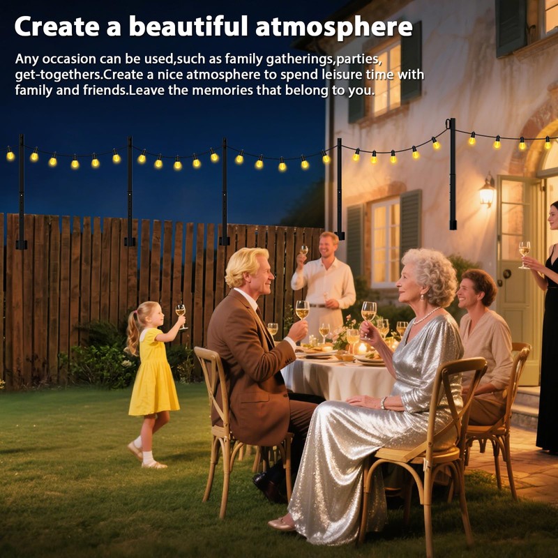 Mutovlin 4 Pack String Light Poles,2.8 Ft Light Poles for