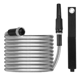 Metal Garden Hose 50ft with Super Tough and Soft Water Hose, Household Stainless Steel Hose, Durable Metal Garden Hose with Adjustable Nozzle, No Kinks and Tangles, Easy to Store with Storage Strap