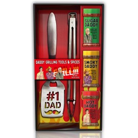 Dad BBQ Tool and Spices Set - Grill Spatula, Tongs, 3 Daddy Spices in 2025 Packaging (Sugar, Smoky, Hot Daddy) - Utensils Stocking Stuffers for Men