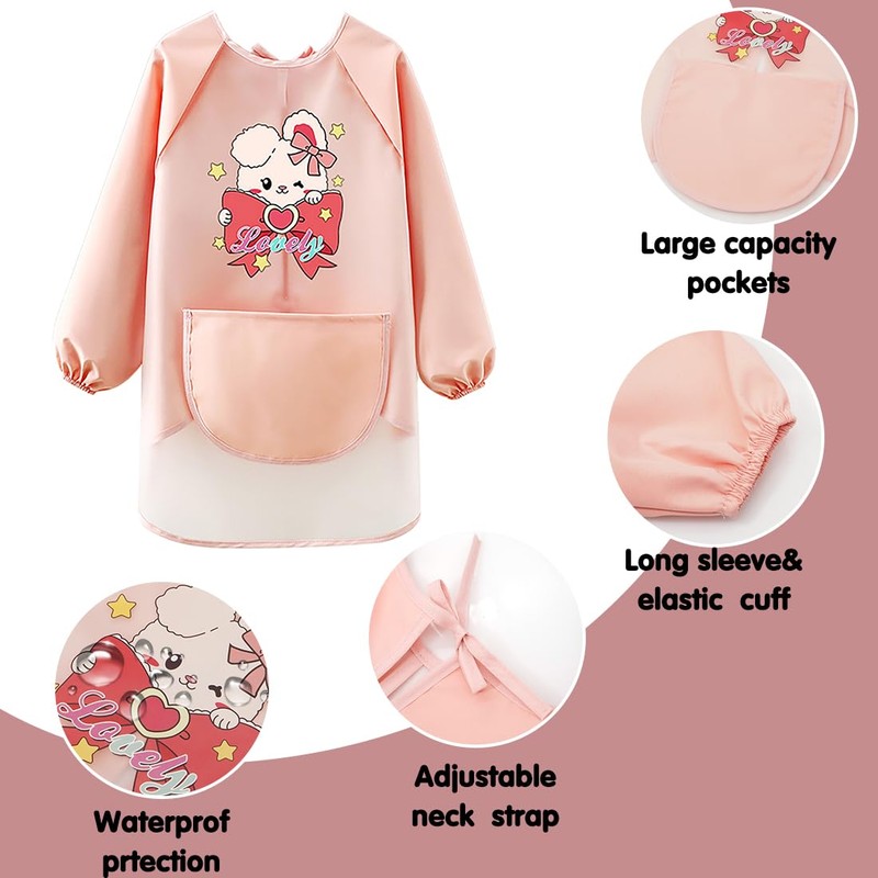 LXOrdora Kids Art Apron Waterproof Smock Long Sleeved Rabbit L