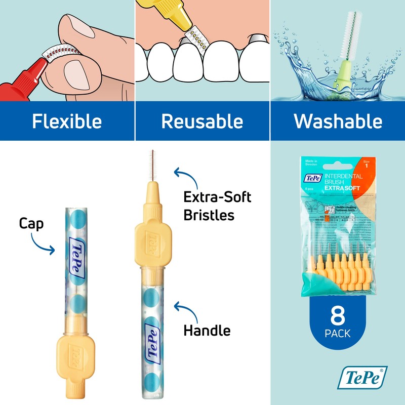 TePe interdental brushes X-soft light yellow 0.7 mm, 2-pack (2