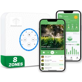 ImoLaza Smart Sprinkler Controller Evapotranspiration Master: 8 Zones WiFi Irrigation Controller with Automated Watering and App Control, Save Water Through Rain, Freeze, Wind and Saturation Skip