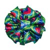 Rainbow Print Hair Bow with Ruffled Fabric and Claw Clip,