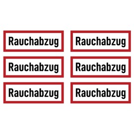 Stickers: 52 x 148 mm, Pack of 6 – Smoke Extraction – Fire Safety Sign – Safety Sign on Fire Protection Device and Instructions for Use – DIN 4066 – D1