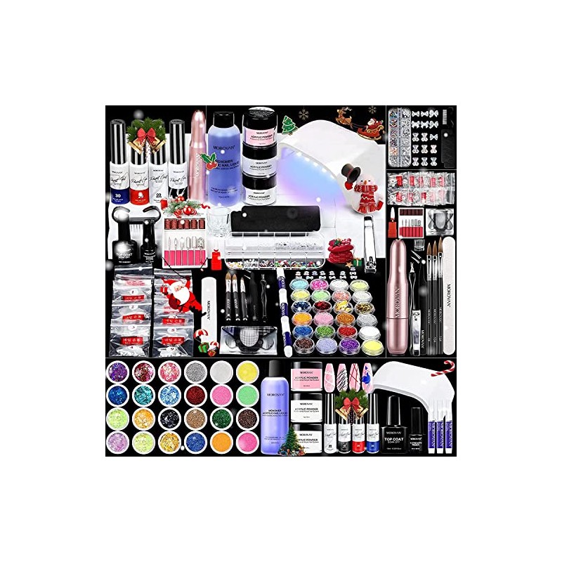 Kit profesional Morovan de uñas acrílicas con luz U V