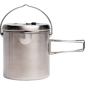 Solo Stove Pot 1800 ml | Incl. Nylon Sack, Lightweight Stainless Steel Backpacking Cookware, Markings for oz and ml, Pour Spout, Lid and Fold-out Handles, 14 x 15,5 cm, Volume: 1,8 L, 354 g