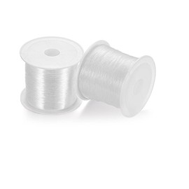 HIGHROCK 2 Roll 100m Crystal Clear Elastic Beading Threads，Stretchy Bead Cord String Stretchy Clear Bracelet String for Bracelet, Beading, Jewelry Making (0.5mm)