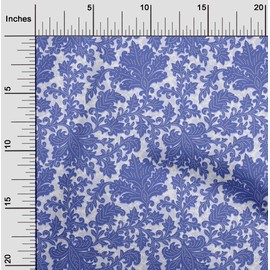 oneOone Velvet Medium Blue Fabric Damask Quilting Supplies Print Sewing Fabric by The Yard 58 Inch Wide