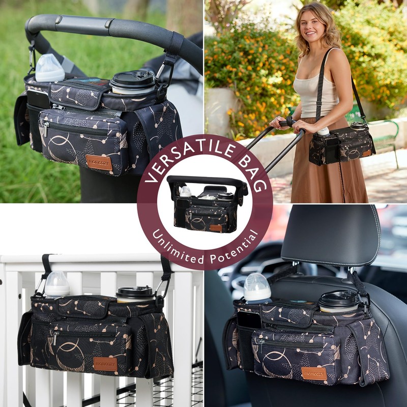Momcozy Universal Stroller Organizer with Insulated Cup Holder Detachable Phone