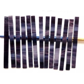 Handmade 1/2 lb Dark Purple & White Wispy Stained Glass mosaic Strips Tiles Handcut in US