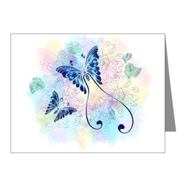Truly Teague Note Cards (20 Pack) Long Tailed Butterfly with Flowers