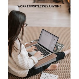 ZEAPTAC Lap Desk with Pillow Cushion, Portable Laptop Bed Desk, Fits up to 15.6 inch Laptop, Lap Stand for Bed & Couch & Carpet, Book Tablet/Drawing Board - Dark Brown Wood