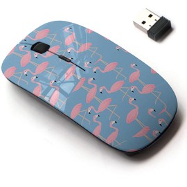 CJCBROES 2.4G Wireless Mouse with Cute Pattern Design for All Laptops and Desktops with Nano Receiver - Cute Flamingos Suitable Wrapping