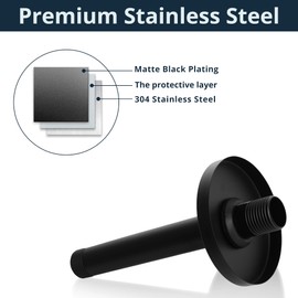 DOLGABA Straight Shower Arm with Flange, Ceiling Mount 6" Rainfall Shower Head Arm Extension Replacement, High Pressure & Hard Water Compatible, Matte Black