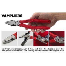 VAMPLIERS 9" Side Cutting Linemans Pliers with Crimper. Made in Japan. Heavy Duty High Leverage Design Screw Extractor Jaws