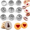 Crethinkaty 9 Pcs Mini Christmas Linzer Cookie Cutters Set, Christmas
