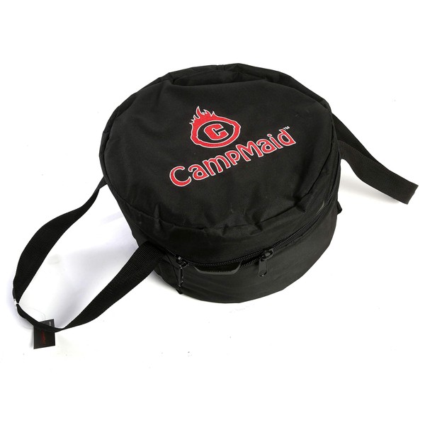 CampMaid Mega Dutch Oven Bag - Dutch Oven Carry Bag for 8", 10" or 12" Dutch Oven - Extra Pockets for Tools, Accessories, & Cast Iron Camping Cookware - Dutch Oven Accessories - (14" x 9")