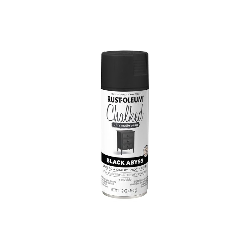 Rust-Oleum 392046 Chalked Ultra Matte Spray Paint, 12 oz, Black