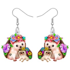 YAYAKO Cute Hedgehog Earrings for Women Girls Accessories Acrylic Hypoallergenic Hook Dangle Jewellery Novelty Mother's Day Gifts (Multi)