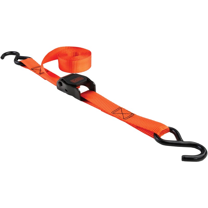 BLACK+DECKER BDX1004 Black/Orange 1" x 10' Cam-Buckle Tie Down Straps