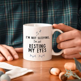 Grandad gifts | grandad mug | I'm not sleeping I'm just resting my eyes from grandchildren grandchild | novelty funny humour joke secret santa gifts for office or home
