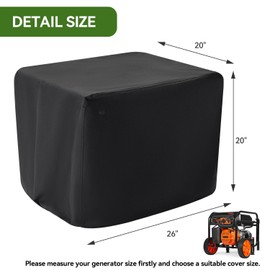 Waterproof Generator Covers for Outside, Heavy Duty Thicken 900D Polyester Fabric Portable Generator Covers Universal Fits for Most Generators 3000-5000 Watt, Black (26"L x 20"W x 20"H)