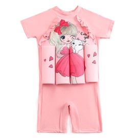 ITODA Kids Floatation Swimsuit with Adjustable Buoyancy Zipper Bathing Swimming Suits Rose Red