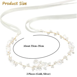 2 Pieces Three Petal Flowers, Headband For Girls, Flower Garland Hair For Children, Golden Hair Accessories, Bridal Hair Accessories For Wedding, Garland For Hair, Flower Girl Hair Accessories