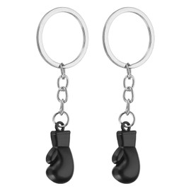 PATIKIL Boxing Gloves Keychain, 2 Pcs Mini Cute Boxing Key Chain Sport Pendant Key Ring Bag Backpack Decor for Men Women Party Gifts Favors, Black