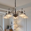 Sicddde Dining Chandelier Over Table 5 Light Brown Vintage Glass