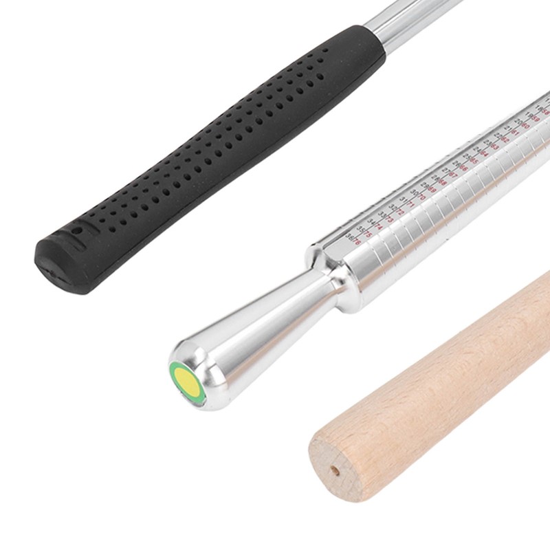 Ring Sizer Set Aluminum Finger Sizing Gauge Polishing Wood Mandrel