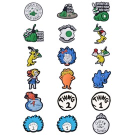 Dr. Seuss Croc Charms for Boys Girls Thing 1 and Thing 2 Kids Shoe Decoration Wristband Clog Accessories Holiday Party Gifts