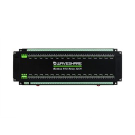 Waveshare Modbus RTU 32-Ch Relay Module, RS485 Interface, with Multiple Isolation Protection Circuits, Industrial-Grade, Rail-Mount Case