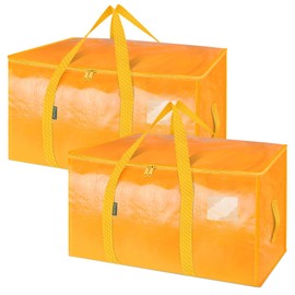 BALEINE 2-Pack Oversized Moving Bags with Reinforced Handles, Heavy-Duty Storage Tote for Clothes, Moving Supplies (Light Yellow, 2-Pack)