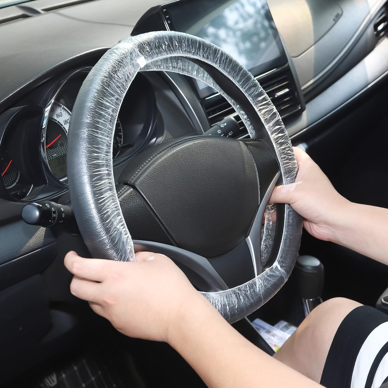 200pcs Disposable Steering Wheel Covers,Disposable Steering Wheel Protector with Elastic,