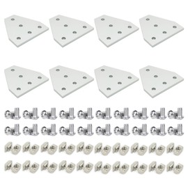 BLCCLOY 8 Sets 1010 Aluminum Extrusion T Slot Corner Bracket 10 25 Series Extruded Hardware T Shape Joint Plate with Nut Bolt for 10/10 1 Inch Black Aluminum Profile Connector Accessories