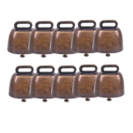 Niesporek Cowbells, Bear Bell, Set of 10, Cow Bell, Pet Bell, Grazing Bell for Goats, Cattle, Pets, Small Metal, Anti Lost Bell, Mini Bell for Decoration, Necklace Bell for Farm, Decorative Craft Bell