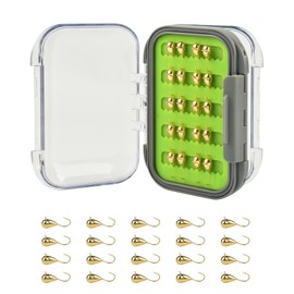 TG-DZURI 20 Pcs Tungsten Ice Fishing Jigs Kit,5.5mm Teardrop Ice Fishing Lures Jigs for Crappie Panfish Walleye with Waterproof Two-Sided Jig Box