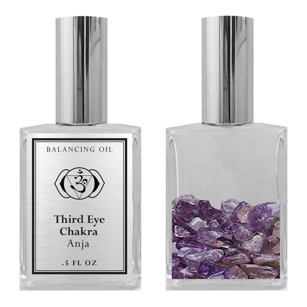 Bios Apothecary - 6th Chakra Balancing Oil - Anja Third Eye Chakra Aromatherapy - Roll On Pulse Points - Infused with Amethyst Crystals and Clary Sage Essential Oil