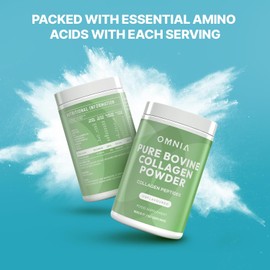 Omnia Pure Bovine Collagen Peptides Powder, 50 Servings, Packed with Essential Amino Acids, Optimal Health, Collagen for Radiant Skin, Strengthens Hair & Nails & Joints- UK Made