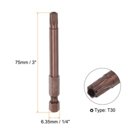 HARFINGTON 10pcs T30 Torx Bit 1/4" Hex Shank 3" Length Magnetic Security Star Screwdriver Power Tool, Red