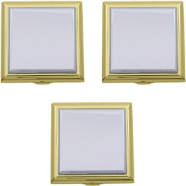 Stephanie Imports Set of 3 Double Sided Magnifying Square Compact Mirrors with Dual Color Finish (Gold & Silver)