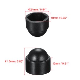 sourcing map Plastic Dome Nut Protection Cap Covers, M12 Nut Cover Black 100pcs
