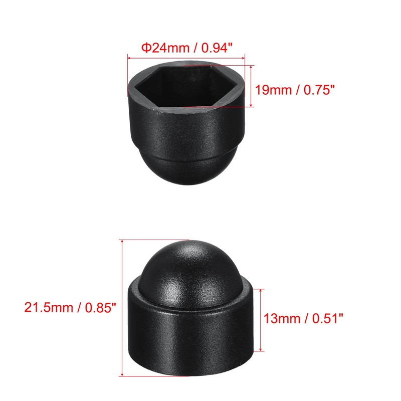 sourcing map Plastic Dome Nut Protection Cap Covers, M12 Nut