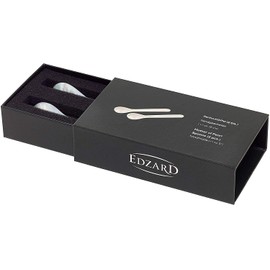 EDZARD Set of 2 Egg Spoons Mother of Pearl (Straight Ends, Length 11 cm), Handmade, Real Sea Mother of Pearl, 100% Natural Product, Mother of Pearl Spoon for Egg and Caviar, Elegant Packaging
