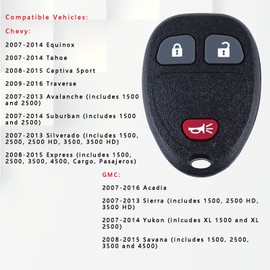 Keyless Entry Remote Control Car Key Fob for 07-2013 Chevy Silverado Avalanche Suburban Tahoe Equinox Traverse aptiva Sport Express/ GMC Sierra Yukon Savana Acadia (OUC60270, OUC60221) 2 Pack