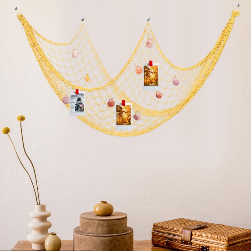 Ciieeo Fishing Net Decorative Wall Hanging Nautical Theme for Beach